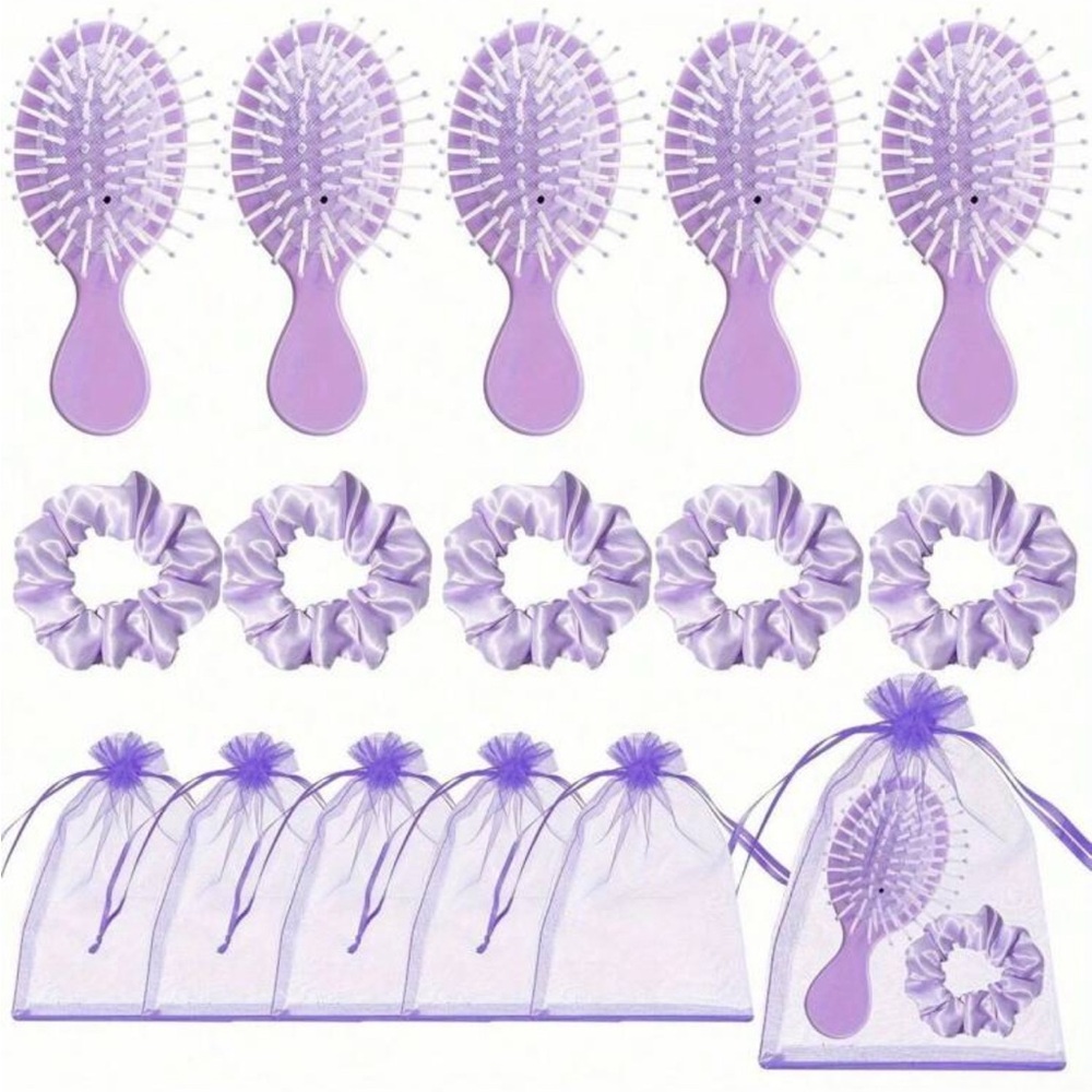 💟💟15pcs -Lavender Hair Brush and Scrunchie Set💟💟